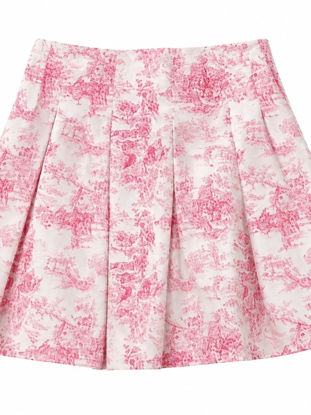 ASOS Pink Toile Jacquard Pleated Mini Skirt NWT Romantic Coquette Preppy Size 10